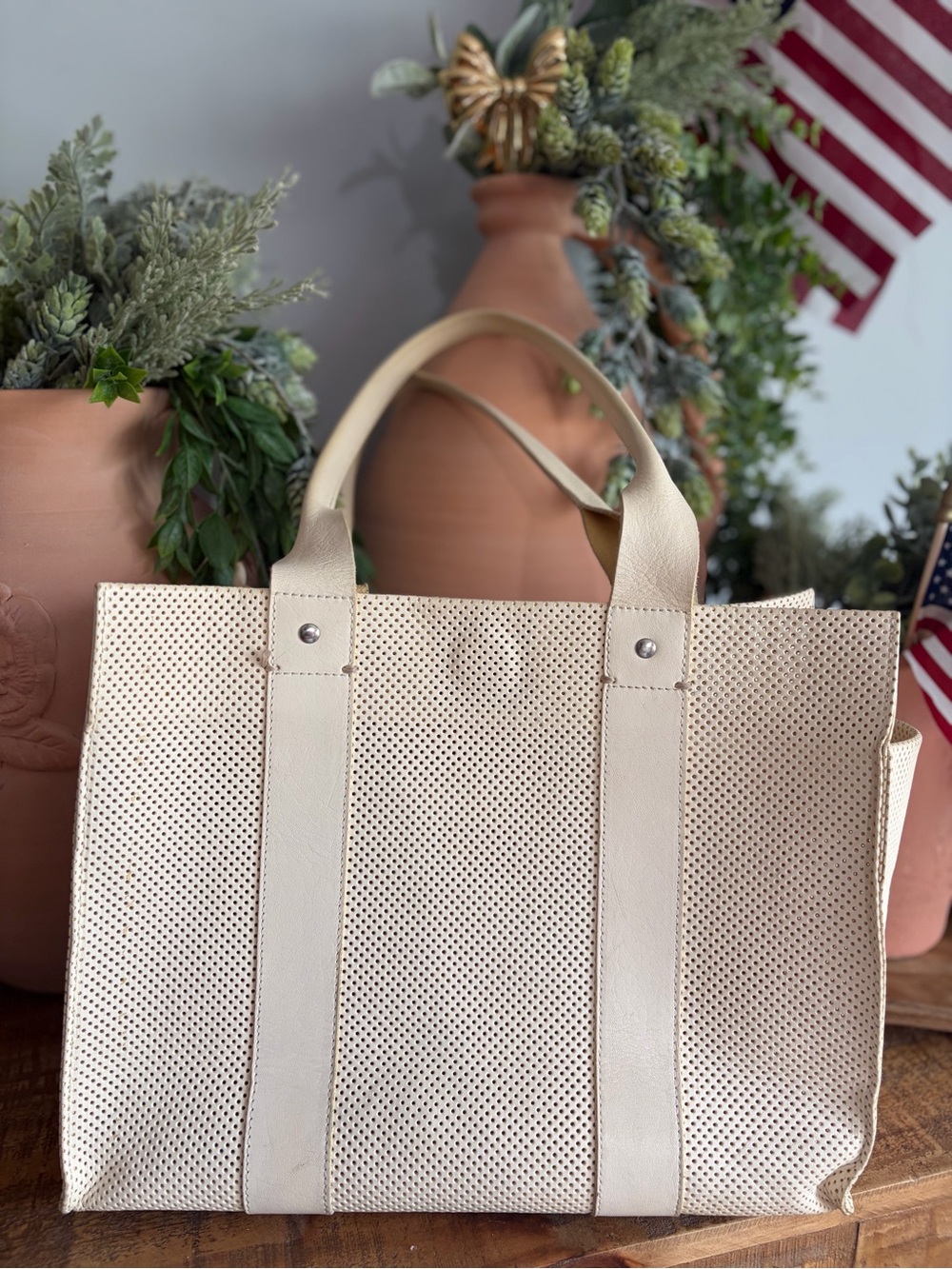 Clare V Noemie Cream Leather Tote Bag- See Notes